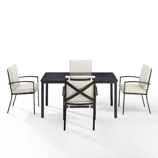 Crosley Furniture - Kaplan 5 Piece Outdoor Dining Set Oatmeal/Oil Rubbed Bronze - Table & 4 Chairs - KO60019BZ-OL veiw 2