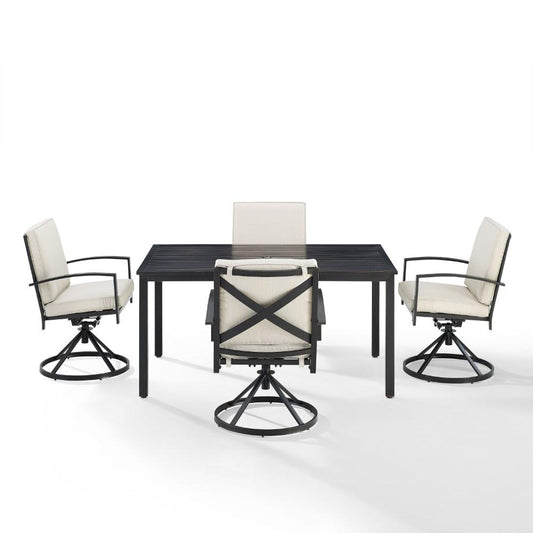 Crosley Furniture - Kaplan 5 Piece Outdoor Dining Set Oatmeal/Oil Rubbed Bronze - Table & 4 Swivel Chairs - KO60021BZ-OL veiw 2