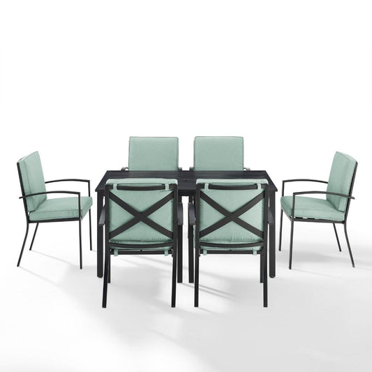Crosley Furniture - Kaplan 7 Piece Outdoor Dining Set Mist/Oil Rubbed Bronze - Table & 6 Chairs - KO60020BZ-MI veiw 2