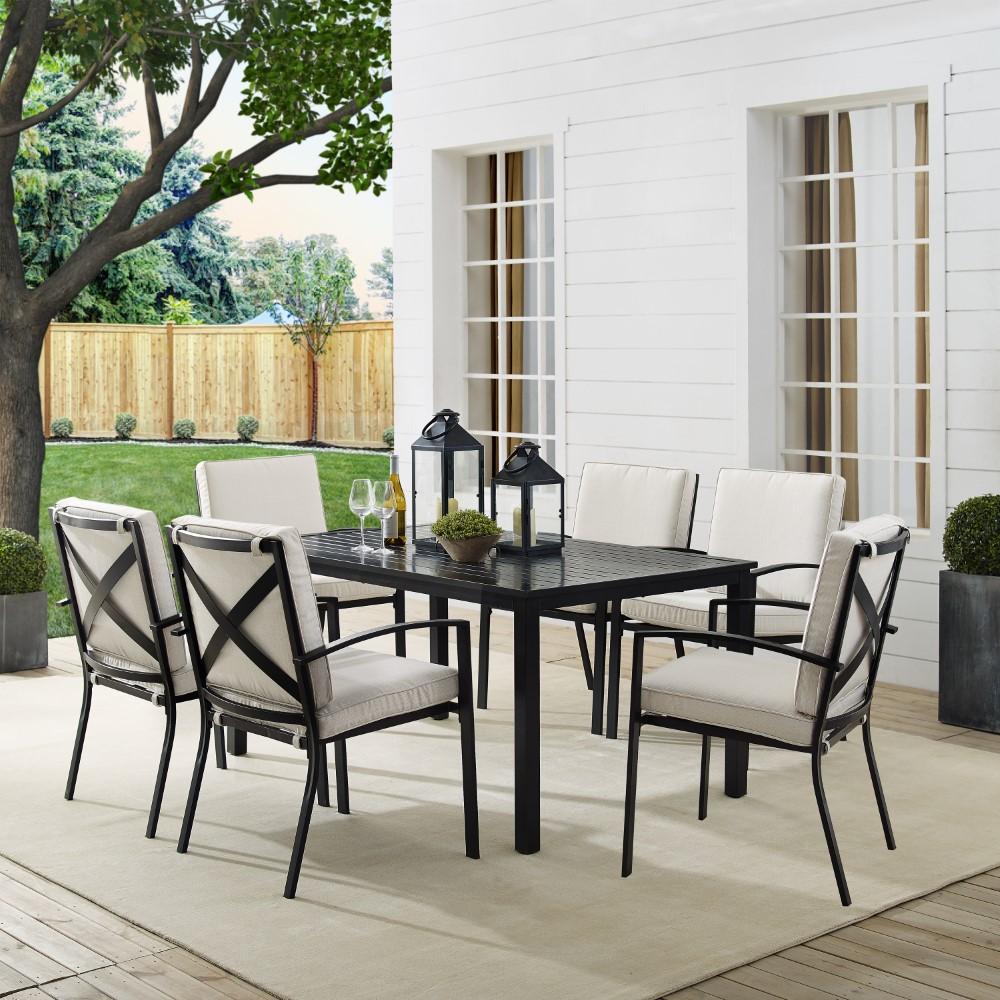 Crosley Furniture - Kaplan 7 Piece Outdoor Dining Set Oatmeal/Oil Rubbed Bronze - Table & 6 Chairs - KO60020BZ-OL veiw 8