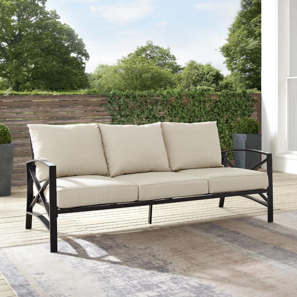 Crosley Furniture - Kaplan Outdoor Metal Sofa Oatmeal/Oil Rubbed Bronze - KO60027BZ-OL veiw 8