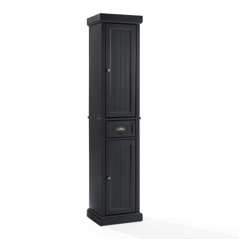 Crosley Furniture - Seaside Tall Linen Cabinet Distressed Black - CF7019-BK veiw 9