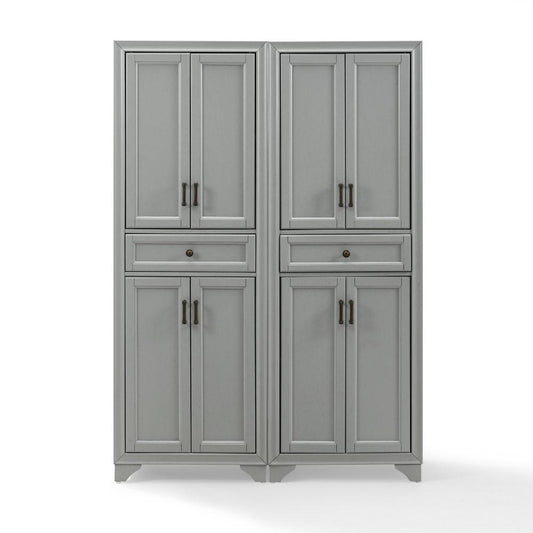 Crosley Furniture - Tara 2 Piece Pantry Set Distressed Gray - 2 Pantries - KF33005GY veiw 2