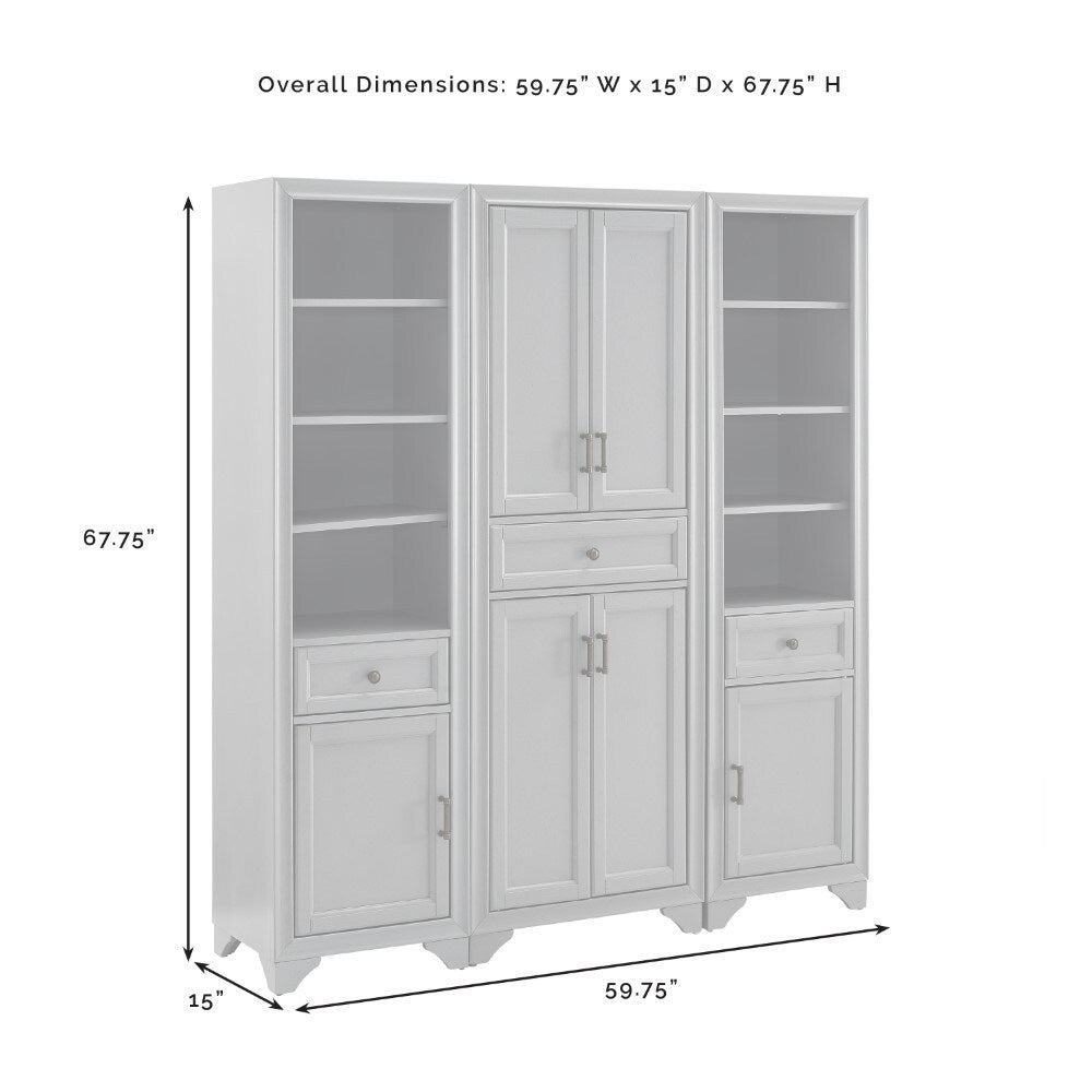 Crosley Furniture - Tara 3 Piece Pantry Set Distressed Gray - Pantry & 2 Linen Cabinets - KF33006GY veiw 11