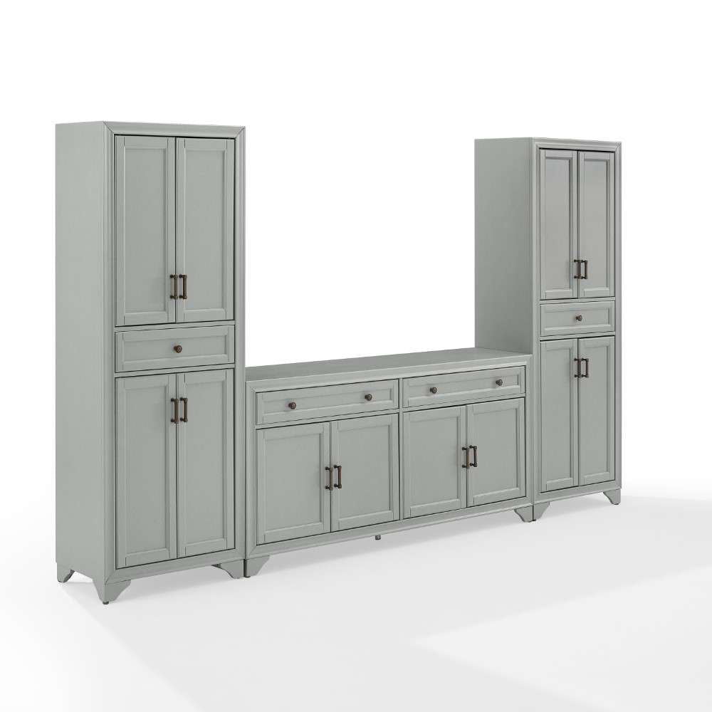 Crosley Furniture - Tara 3Pc Sideboard And Pantry Set Distressed Gray - Sideboard & 2 Pantries - KF33012GY veiw 1