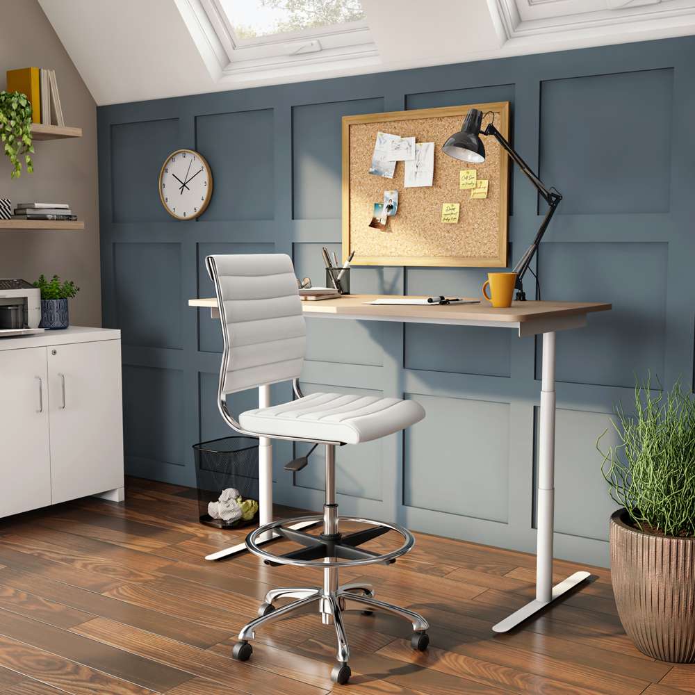 Euro Style - Axel Adjustable Height Drafting Stool in White with Aluminum Base - 10602-WHT veiw 6