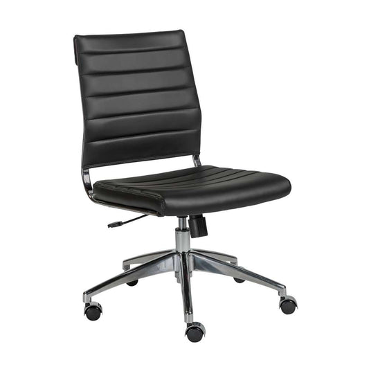 Euro Style - Axel Low Back Office Chair w/o Armrests in Black with Aluminum Base - 10608-BLK veiw 2