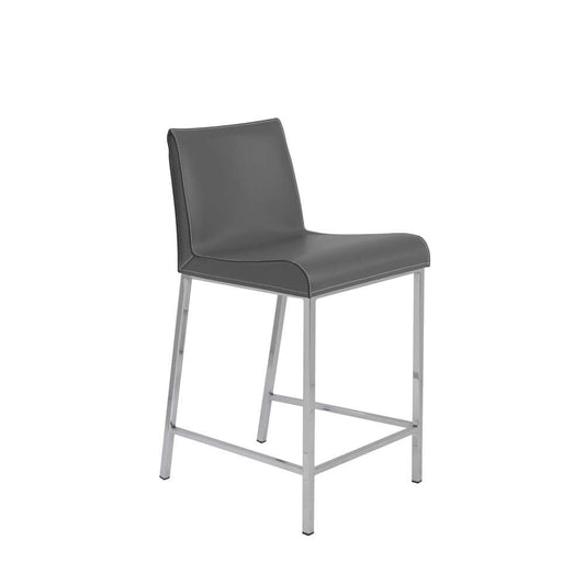 Euro Style - Cam-C Counter Stool In Gray With Polished Stainless Steel Legs (Set of 2) - 15202GRY veiw 2