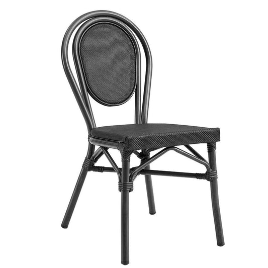 Euro Style - Erlend Stacking Side Chair in Black Textylene Mesh with Brown Frame (Set of 2) - 90390BLK veiw 2