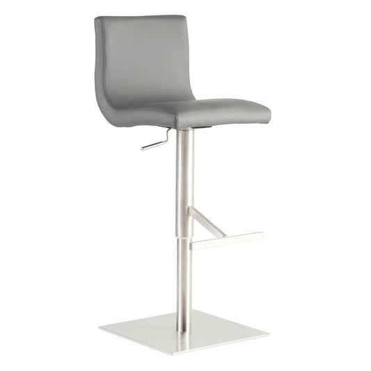 Euro Style - Scott Adjustable Bar/Counter Stool In Gray With Brushed Stainless Steel Base - 80974GRY veiw 2