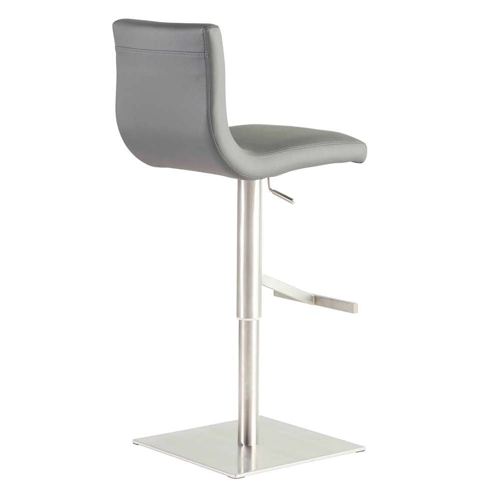 Euro Style - Scott Adjustable Bar/Counter Stool In Gray With Brushed Stainless Steel Base - 80974GRY veiw 3