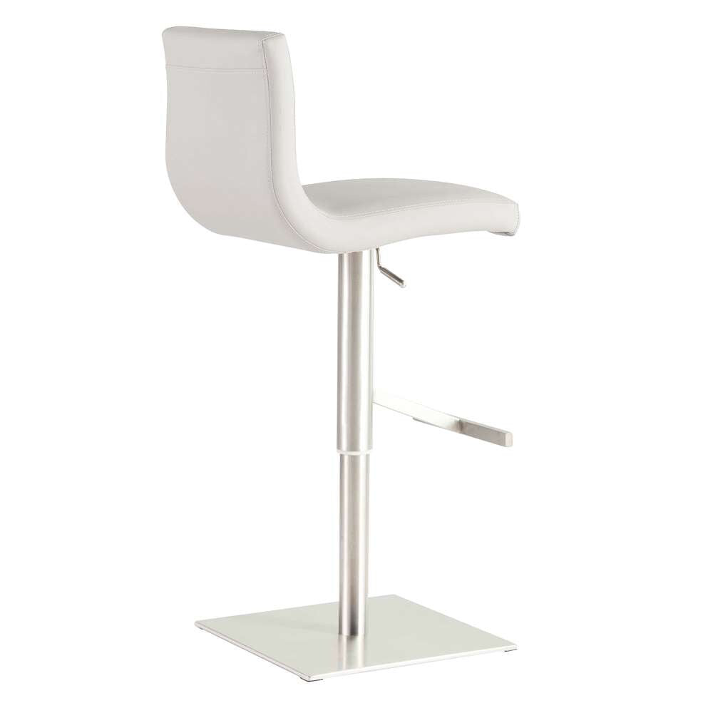 Euro Style - Scott Adjustable Bar/Counter Stool In White With Brushed Stainless Steel Base - 80974WHT veiw 3