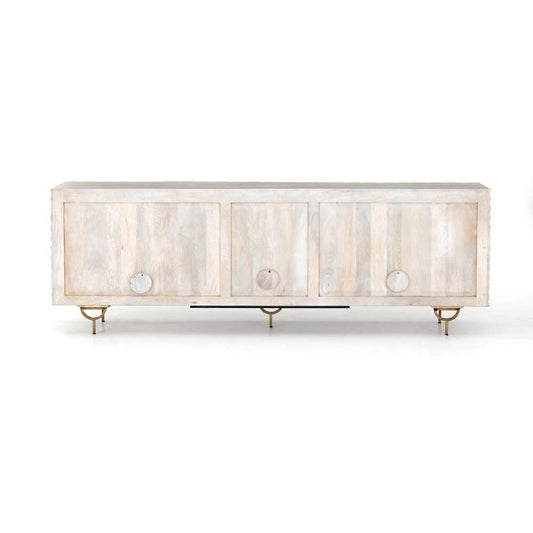 Four Hands - Rio Media Console - Round Cut White Wash - 106421-005 veiw 2
