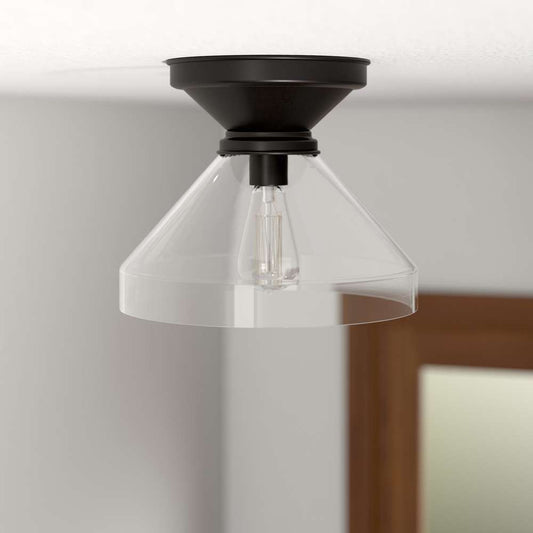 Hudson & Canal - Abbott 12in Wide Flush Mount with Glass Shade in Blackened Bronze/Clear - SF0879 veiw 2