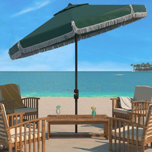 Safavieh - Fabia Fringe 9Ft Crank Umbrella - Hunter Green - PAT8008H veiw 2