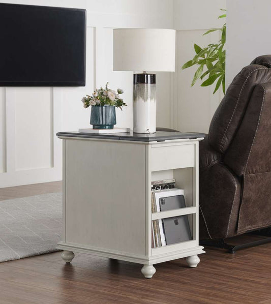 Martin Svensson Home - Elegant Chairside Table with Power, White with Grey Top - 810079 veiw 2