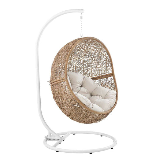 Modway - Encase Outdoor Patio Rattan Swing Chair - EEI-6262-CAP-BEI veiw 2