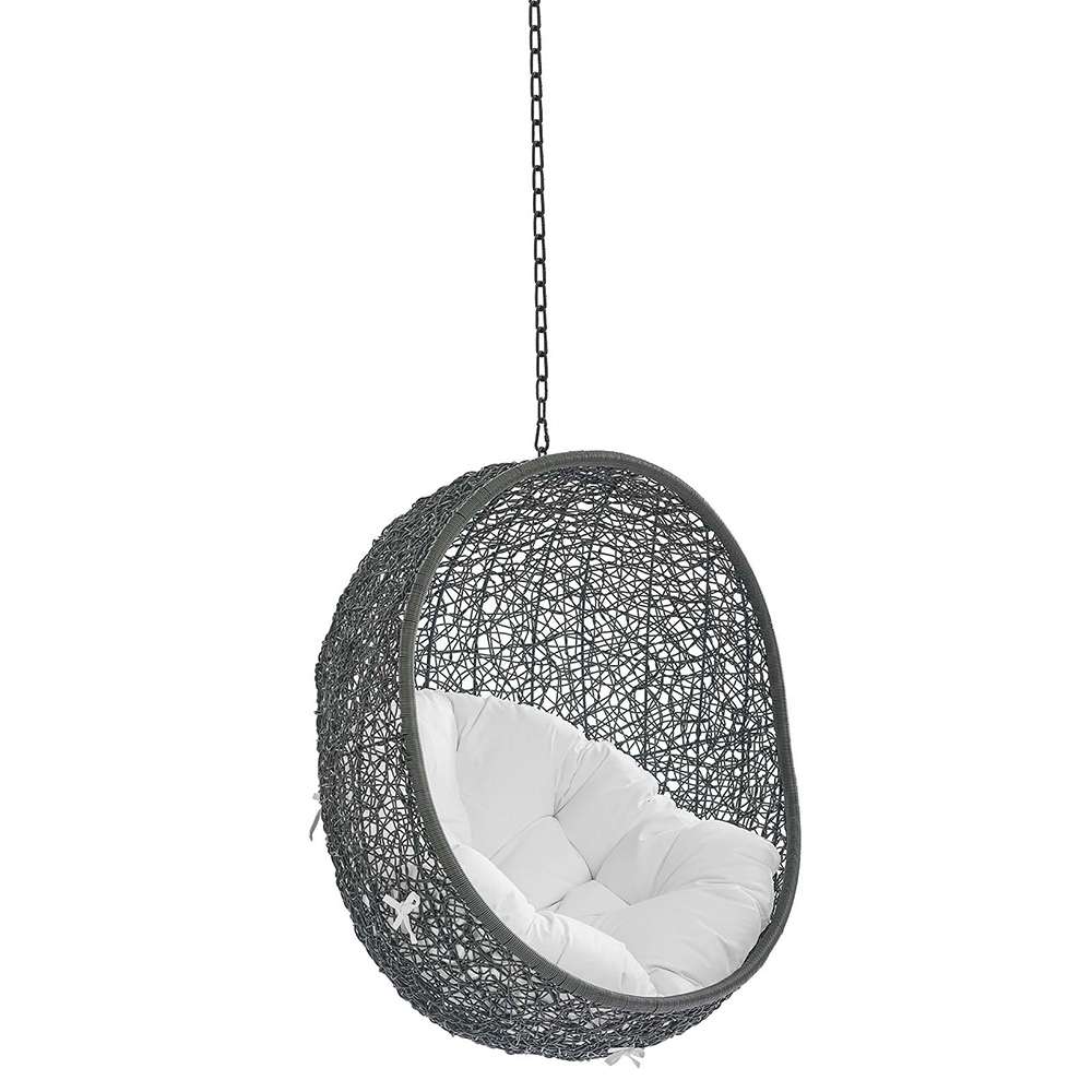 Modway - Hide Sunbrella Fabric Swing Outdoor Patio Lounge Chair Without Stand - EEI-3634-GRY-WHI veiw 1