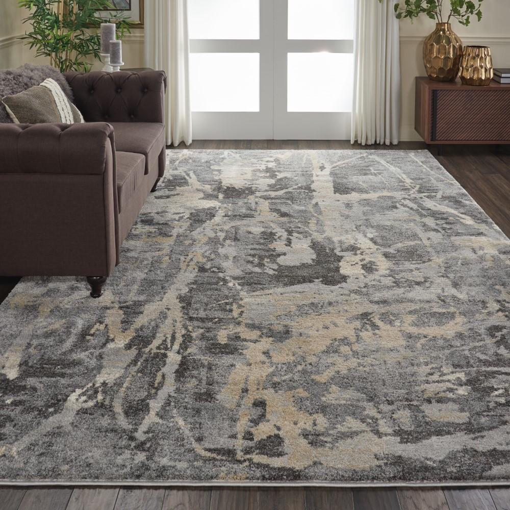 Nourison - Fusion FSS10 Beige and Bone 96in x 13 Oversized Plush Shag Rug - FSS10-99446316677 veiw 2