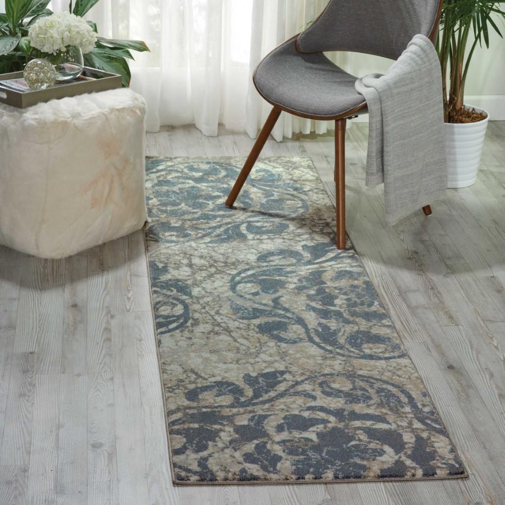 Nourison - Maxell MAE10 Grey and Ivory 22in x 76in Hallway Rug - MAE10-99446343727 veiw 2