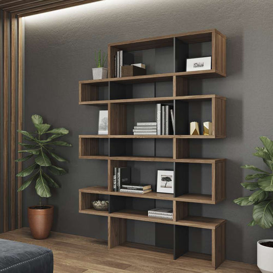 TEMAHOME - London Composition Bookcase in Walnut Frame, Pure Black Backs - 9500314797 veiw 2