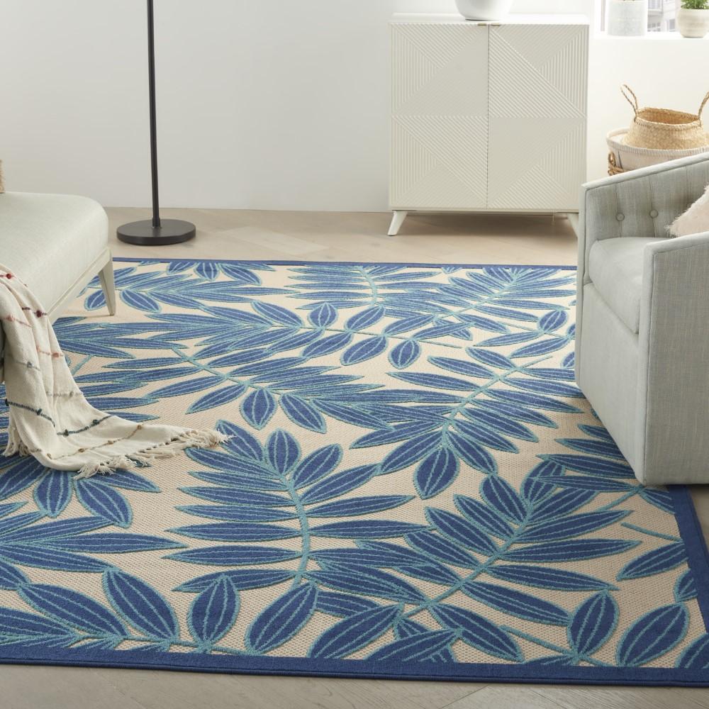Nourison - Aloha ALH18 Navy Blue and White 6x9 Indoor-outdoor Area Rug - ALH18-99446816818 veiw 2