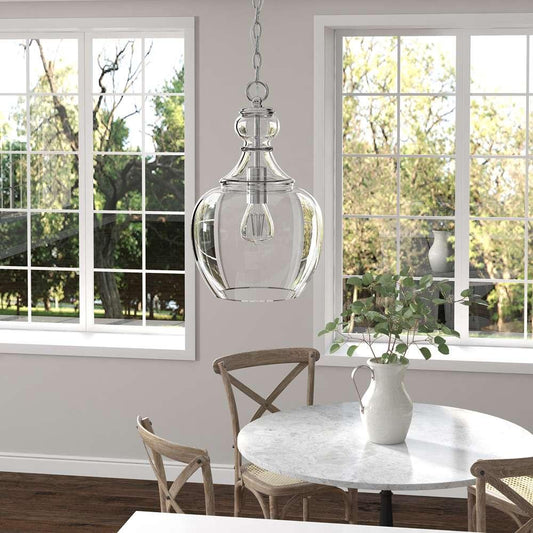 Hudson & Canal - Verona 11in Wide Pendant with Glass Shade in Brushed Nickel/Clear - PD1069 veiw 2