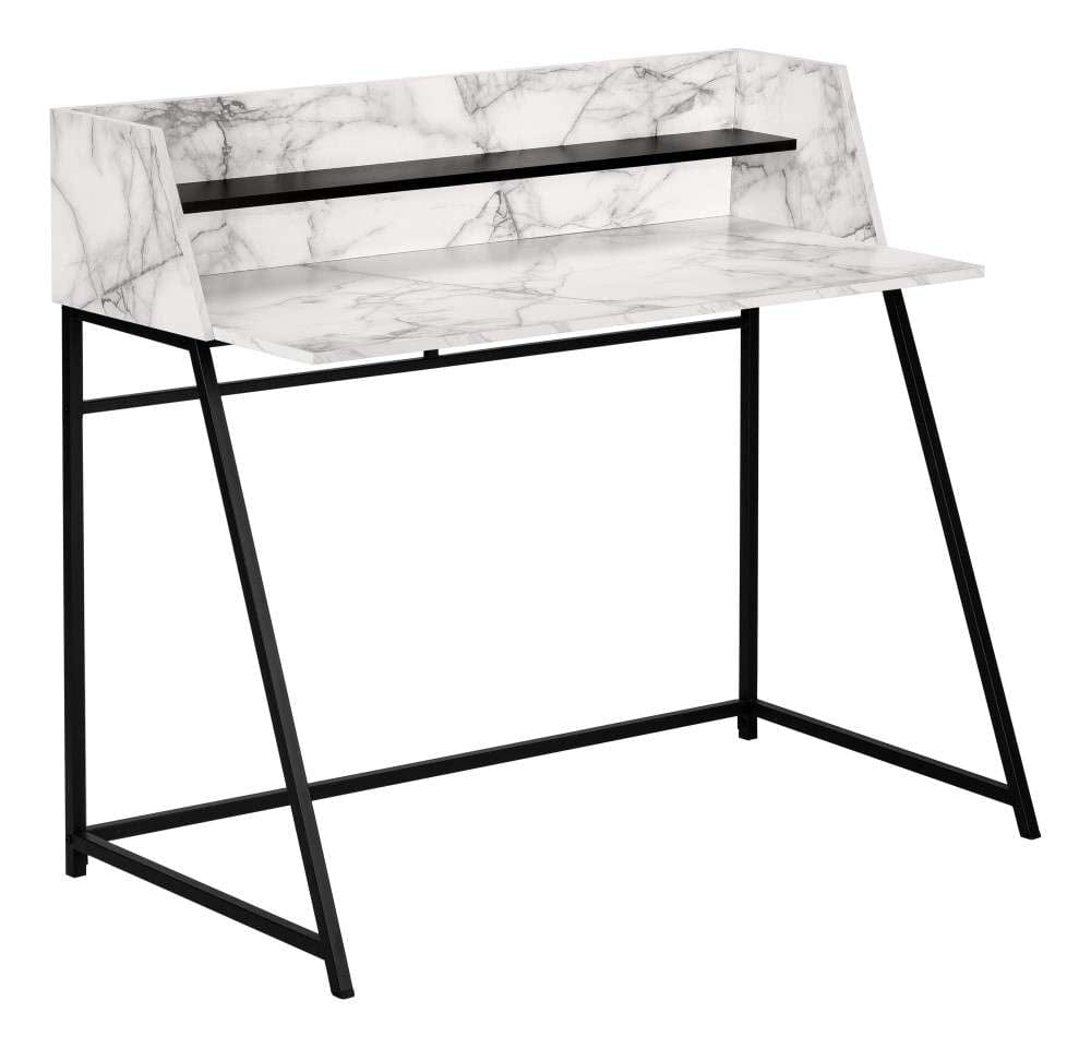 Monarch Specialties - Computer Desk, Home Office, Laptop, Storage Shelves, 48inL, Work, Metal, Laminate, White Marble Look, Black, Contemporary, Modern - I-7549 veiw 1