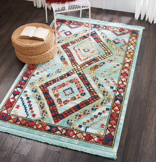 Nourison - Navajo NAV02 Blue Multicolor 311in x 62in Area Rug - NAV02-99446368485_CLOSEOUT veiw 2