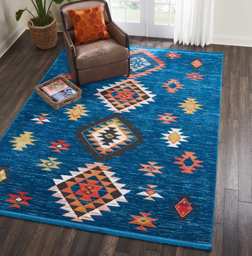Nourison - Navajo NAV07 Blue 93in x 13 Oversized Rug - NAV07-99446401762_CLOSEOUT veiw 2