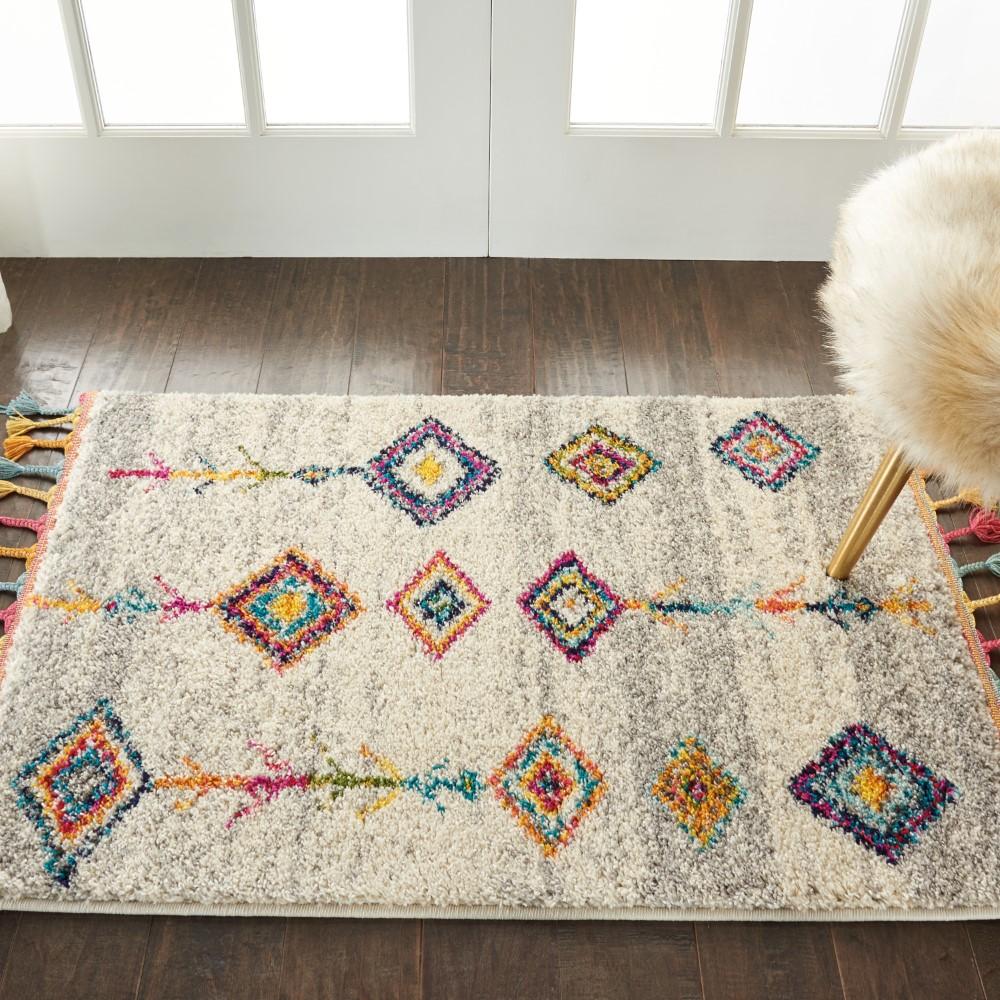 Nourison - Nomad 22in x 4 Grey Multicolor Scandinavian Area Rug - NMD04-99446461377_CLOSEOUT veiw 2