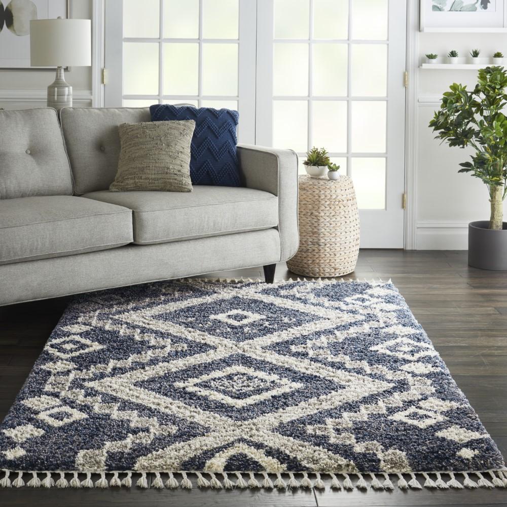 Nourison - Oslo Shag OSL02 4x6 Dark Blue and Grey Scandinavian Shag Rug - OSL02-99446711199 veiw 2