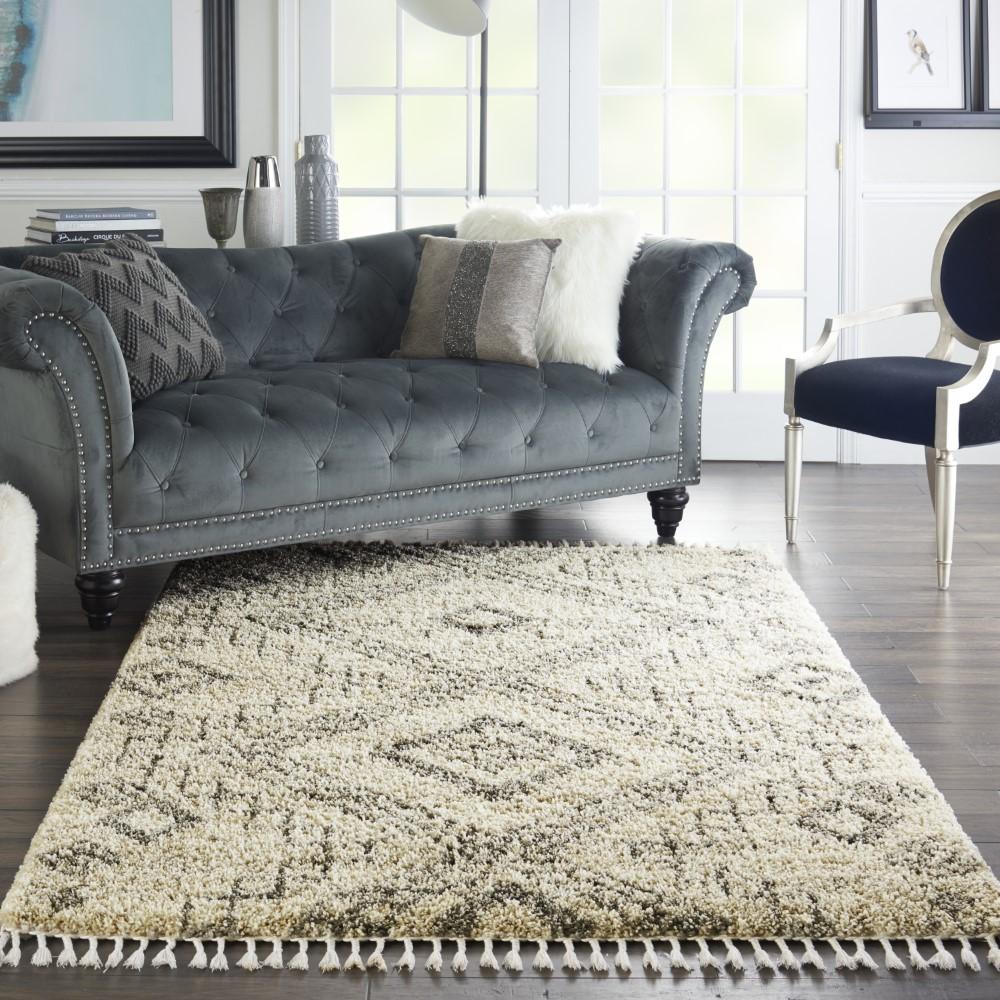 Nourison - Oslo Shag OSL02 53in x 79in Ivory and Bone Scandinavian Shag Rug - OSL02-99446711137 veiw 2