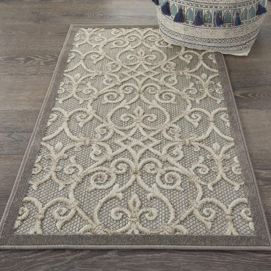 Nourison - Aloha 28in x 4 Grey Patio Area Rug - ALH21-99446739728 veiw 2