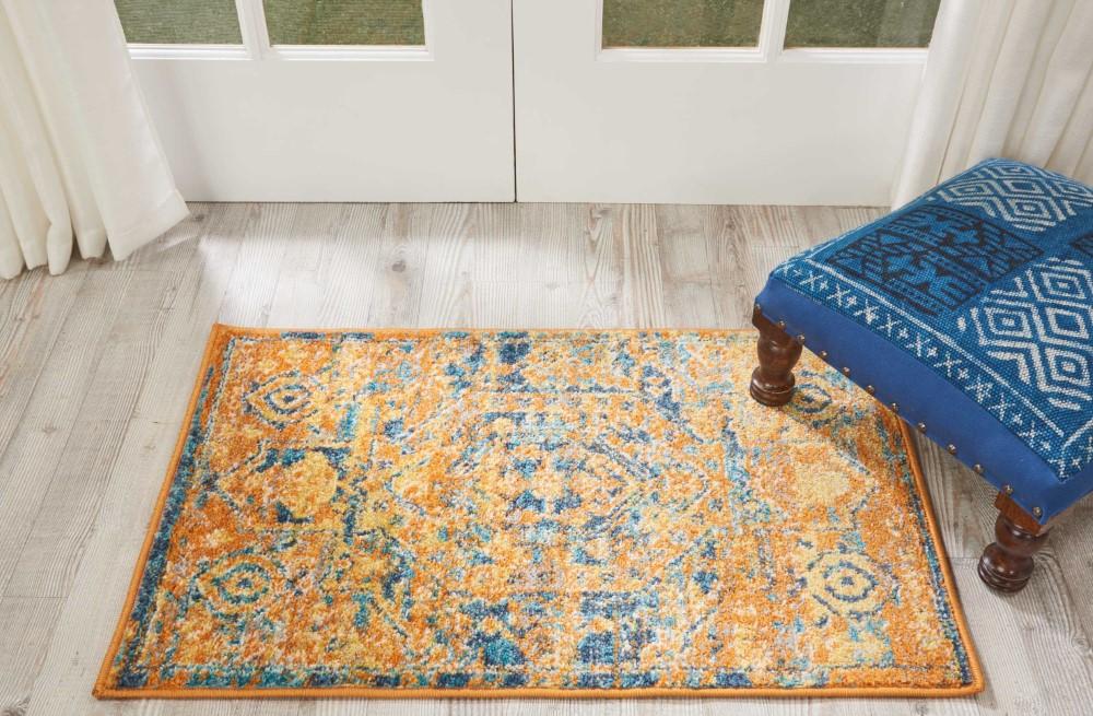 Nourison - Passion 22in x 34in Orange and Blue Turkish Area Rug - PSN07-99446388308 veiw 2