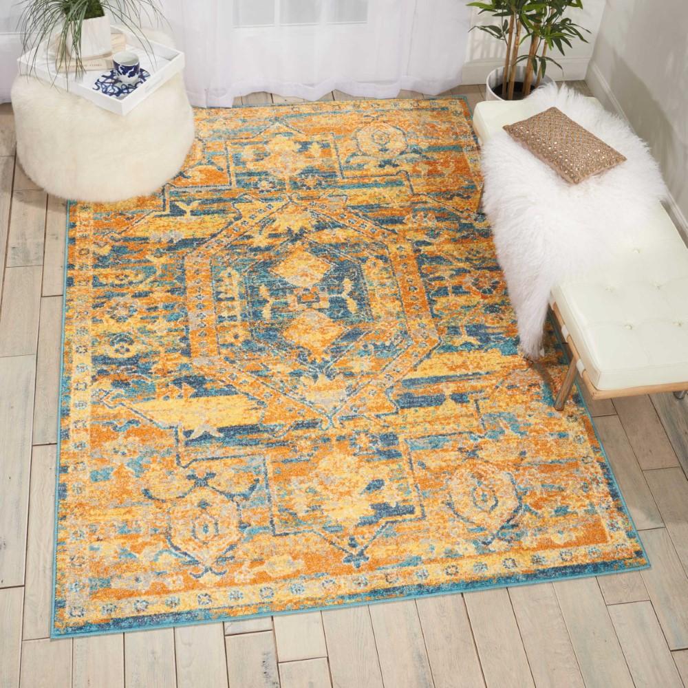 Nourison - Passion PSN07 Orange and Blue 39in x 59in Turkish Area Rug - PSN07-99446388353 veiw 2