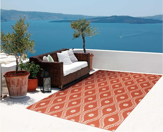 Nourison - Home & Garden RS085 Red and Brown 10x13 Rug - RS085-99446207524_CLOSEOUT veiw 2