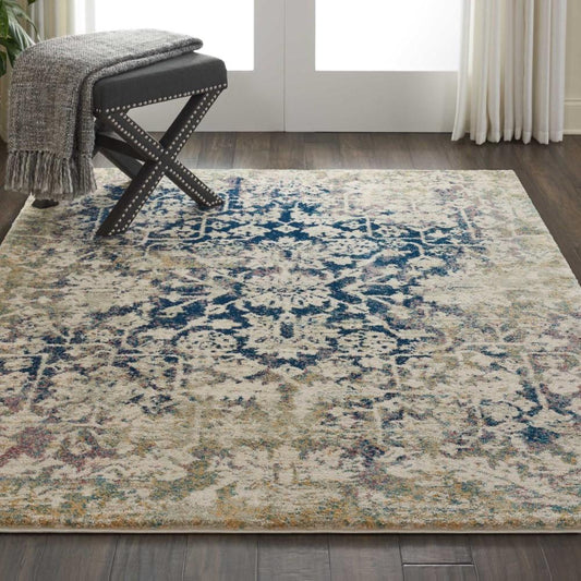 Nourison - Fusion FSS12 Blue and Ivory 53in x 73in Vintage Area Rug - FSS12-99446317193 - CLOSEOUT veiw 2