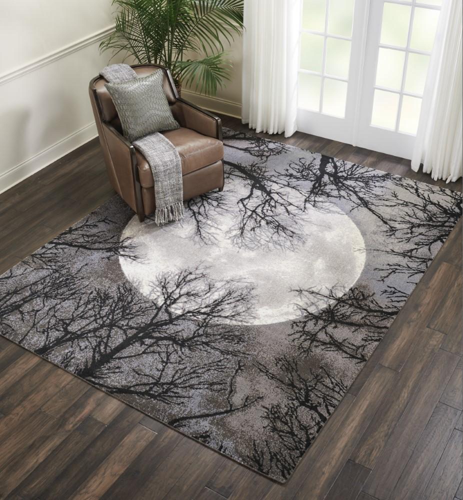 Nourison - Twilight TWI17 Black and Grey 79in x 99in Large Rug - TWI17-99446333759 veiw 4