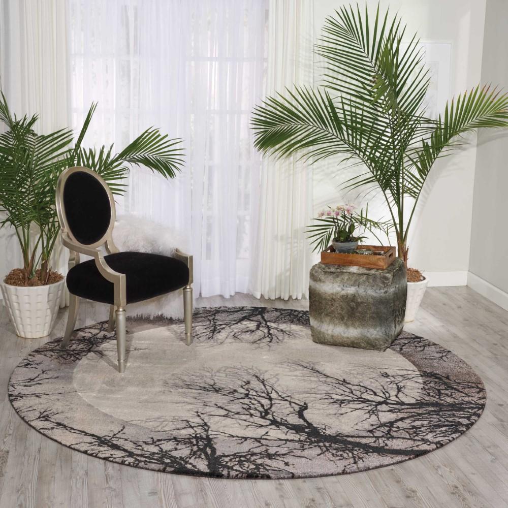 Nourison - Twilight TWI17 Black and Grey 8 x Round Large Rug - TWI17-99446358196 veiw 3