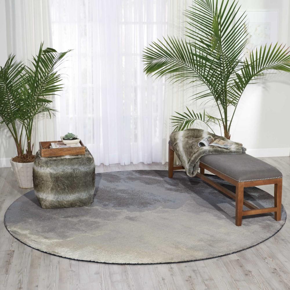 Nourison - Twilight TWI18 Black and Grey 8 x Round Large Rug - TWI18-99446358202 veiw 3