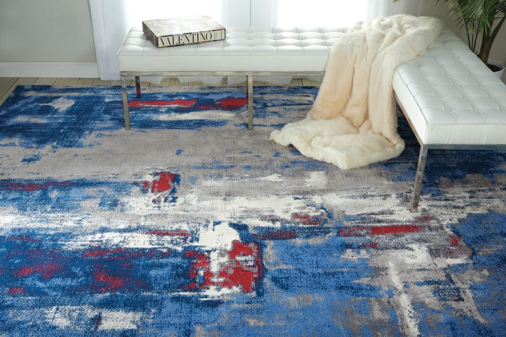 Nourison - Twilight TWI20 Bone and Blue 79in x 99in Large Rug - TWI20-99446357045 veiw 4