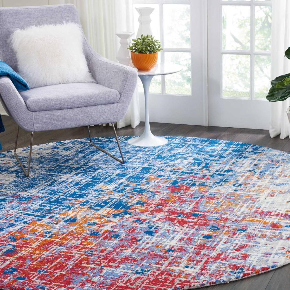 Nourison - Twilight TWI25 Red and Blue 8 x Round Large Rug - TWI25-99446058225 - CLOSEOUT veiw 3