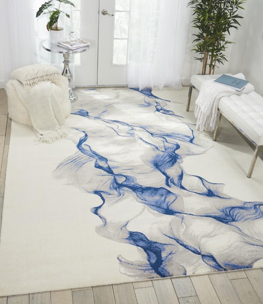 Nourison - Twilight TWI27 Ivory and Blue 79in x 99in Large Rug - TWI27-99446054425 veiw 4