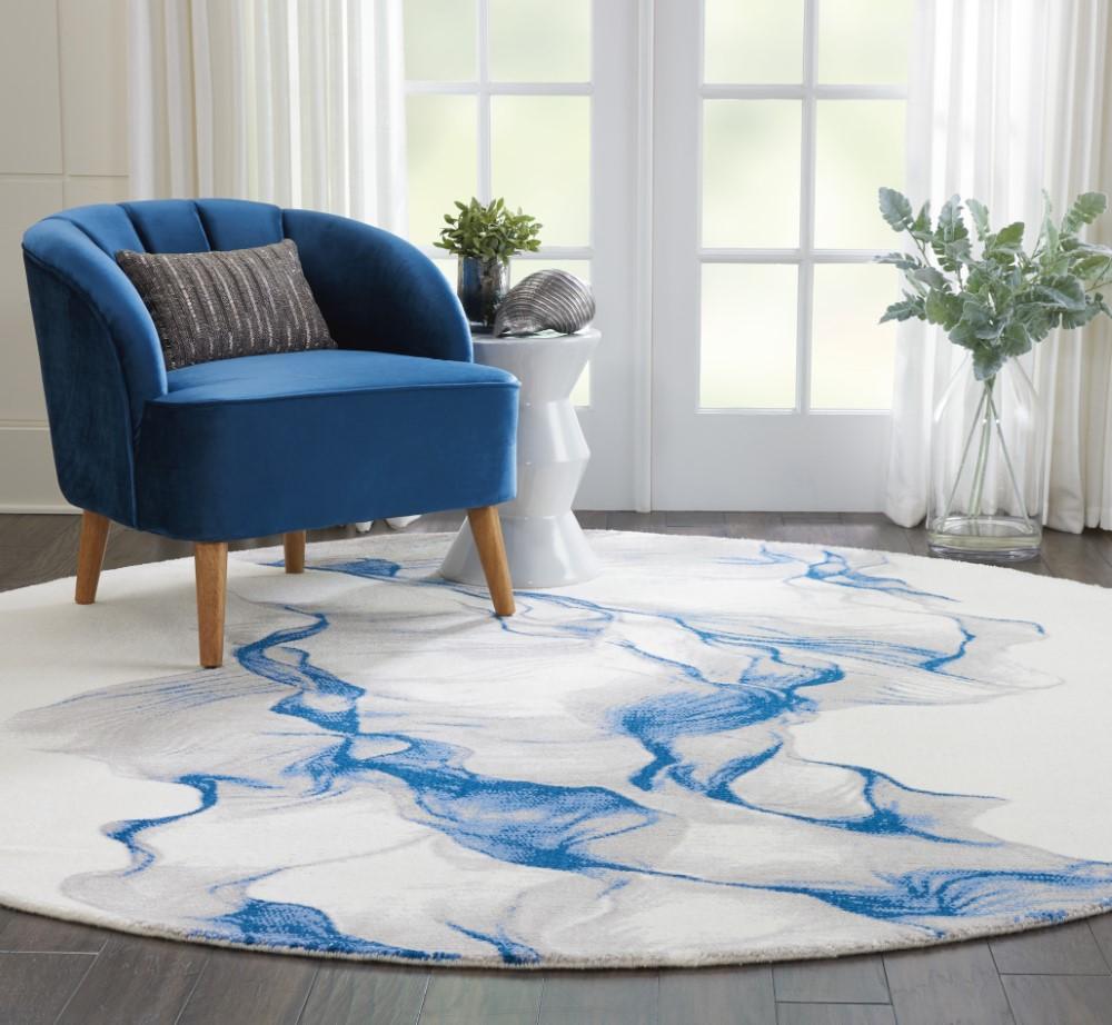 Nourison - Twilight TWI27 Ivory and Blue 8 x Round Oversized Rug - TWI27-99446058140 veiw 4