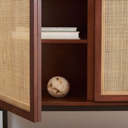 Safavieh - Zadie 2 Shelf Rattan Sideboard - Walnut - Natural - MED5010F veiw 2