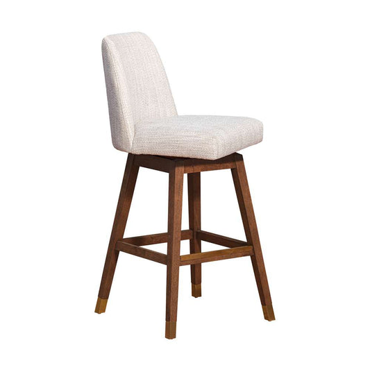 Armen Living - Amalie Swivel Bar Stool in Brown Oak Wood Finish with Beige Fabric - 840254332089 veiw 2