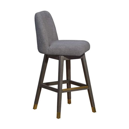 Armen Living - Amalie Swivel Bar Stool in Grey Oak Wood Finish with Grey Boucle Fabric - 840254332027 veiw 2