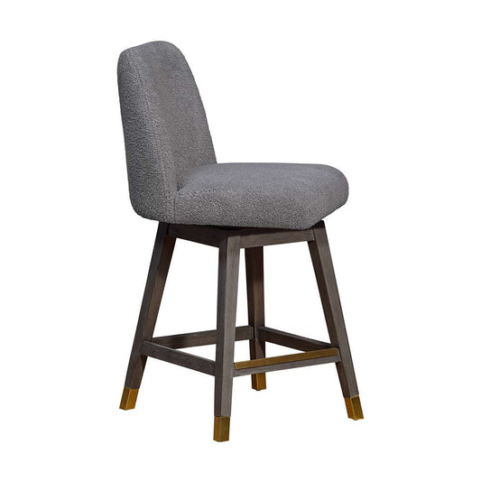 Armen Living - Amalie Swivel Counter Stool in Grey Oak Wood Finish with Grey Boucle Fabric - 840254332010 veiw 2