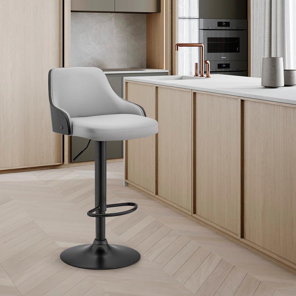 Armen Living - Asher Adjustable Gray Faux Leather and Chrome Finish Bar Stool - LCARBAWAGR veiw 10